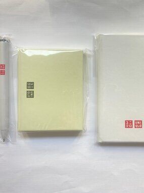 NEW UNIQLO Limited Edition Stationery Set 1 Notebook 1 Post-it Notepad 1 Pen